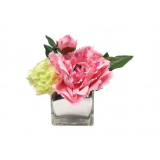 Ophelia Co. Peony and Hydrangea Centerpiece in Glass OPCO1913